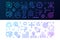 Set of 2 startup colored horizontal banners in thin line style