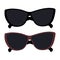 Set of 2 stylized sunglasses with dark lenses in black and brown frame. Summertime. Sunglasses day.