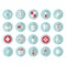 Set of 20 circle ambulance icons