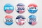 Set of 2020 United States of America presidential election button design. Voting 2020 Icon. Government, and patriotic symbolism