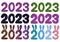 Set with 2023 rabbit numbers for new year gifts and stickers and notebooks and hobbies and holidays