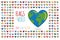 Set of 204 heart shaped flags of all the sovereing countries of the world icon set Vector Illustration