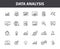 Set of 24 Data Analysis web icons in line style. Graphs, Analysis, Big Data, growth, chart, research. Vector illustration