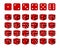 Set of 24 icons of dice in all possible turns