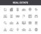 Set of 24 Real Estate web icons in line style. Rent, building, agent, house, auction, realtor. Vector illustration.