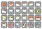 Set of 24 vector weather grey flat square icons on white background