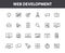 Set of 24 Web development web icons in line style. Marketing, analytics, e-commerce, digital, management, seo. Vector