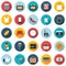 Set of 25 colorful shopping flat icons.
