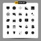 Set of 25 Commercial Solid Glyphs pack for coding, home, soldier, down, nature