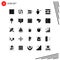 Set of 25 Commercial Solid Glyphs pack for collage, human, enable, body, avatar