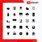 Set of 25 Commercial Solid Glyphs pack for culture, hand, cloud, finger, network