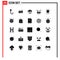 Set of 25 Commercial Solid Glyphs pack for goal, notification, park, clock, networking