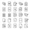 Set of 25 document thin line icons