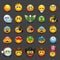 Set of 25 emoticons, emoji, smiley - illustration