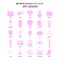 Set of 25 Feminish Art and Design Flat Color Pink Icon set