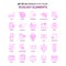 Set of 25 Feminish Ecology Elements Flat Color Pink Icon set