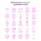 Set of 25 Feminish Learning icons Flat Color Pink Icon set
