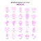 Set of 25 Feminish Medical Flat Color Pink Icon set