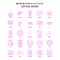 Set of 25 Feminish Office work Flat Color Pink Icon set