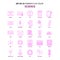 Set of 25 Feminish Science Flat Color Pink Icon set