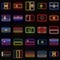 A set of 25 flags of different European countries, in neon style. Collection â„–1