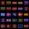 A set of 25 flags of different European countries, in neon style. Collection â„–2