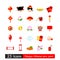 Set of 25 icons happy chinese new year with asia traditional element vector illustration