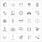 Set of 25 Modern Line Icons of chart presentation, business, setting, mobile, location