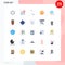 Set of 25 Modern UI Icons Symbols Signs for badge, lock, check, cloud, biscuits