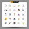 Set of 25 Modern UI Icons Symbols Signs for blowing, tax, buzz, income tax statement, wire