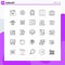 Set of 25 Modern UI Icons Symbols Signs for bomb, horizontal, flower, grid, shop