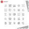 Set of 25 Modern UI Icons Symbols Signs for buildings, page, education building, layout, soccer