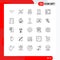 Set of 25 Modern UI Icons Symbols Signs for communication, action, easter, wrapper, food