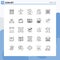 Set of 25 Modern UI Icons Symbols Signs for computer, summer, wood, bottle, medical