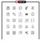 Set of 25 Modern UI Icons Symbols Signs for court, action, image, law, development