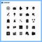 Set of 25 Modern UI Icons Symbols Signs for creative, inner, computers, dialog, stick