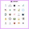 Set of 25 Modern UI Icons Symbols Signs for cut, male, shop, movember, moustache