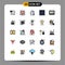 Set of 25 Modern UI Icons Symbols Signs for dessert, image, security, album, layout