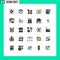 Set of 25 Modern UI Icons Symbols Signs for development, success, currency, laurel wheat, achieve