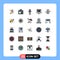 Set of 25 Modern UI Icons Symbols Signs for e, commerce, photograph, box, microphone