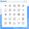 Set of 25 Modern UI Icons Symbols Signs for earth, space, bag, planet, recycle