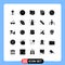 Set of 25 Modern UI Icons Symbols Signs for electronics, paper, setting, file, document