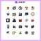 Set of 25 Modern UI Icons Symbols Signs for filter, snow, rugby field, man, paint