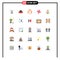 Set of 25 Modern UI Icons Symbols Signs for flower, flora, flow, windmill, spring