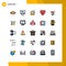 Set of 25 Modern UI Icons Symbols Signs for flower, flora, moon, human heart, heart