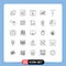 Set of 25 Modern UI Icons Symbols Signs for font, message, banking, conversation, investment
