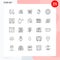 Set of 25 Modern UI Icons Symbols Signs for globe, mind, error, manipulate, access