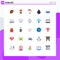 Set of 25 Modern UI Icons Symbols Signs for group, weapons, paint roller, military, gun