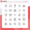 Set of 25 Modern UI Icons Symbols Signs for hanging, clothes, development, sharing, head