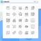 Set of 25 Modern UI Icons Symbols Signs for laptop, internet, medical, power, conservation